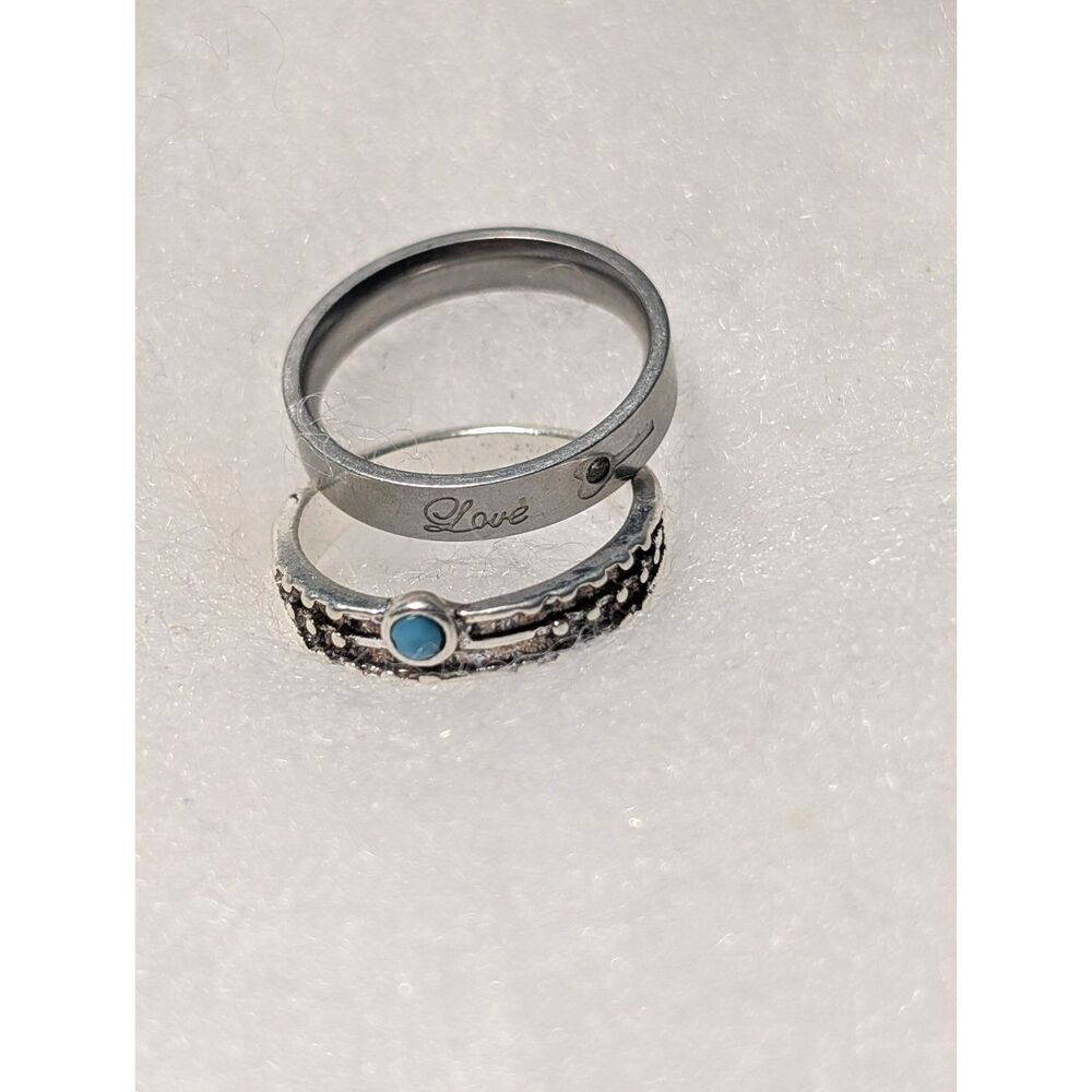 Two Size 7 Rings, Southwest Style and Engraved "Love"